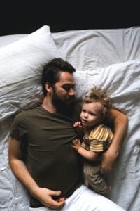 Dad and toddler co-sleeping |The Peaceful Sleeper