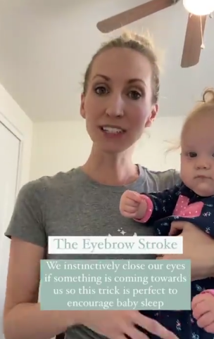 Eyebrow stroke Instagram Reel for getting a baby to sleep | The Peaceful Sleeper