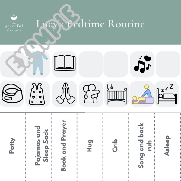 example toddler bedtime visual schedule | The Peaceful Sleeper